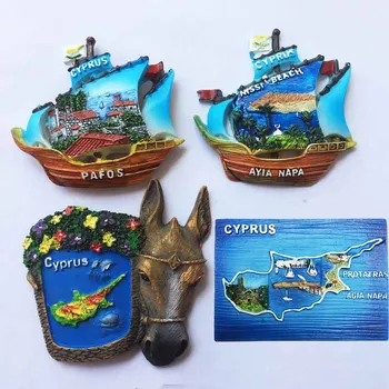 Magnet De Frigider De Suveniruri Cipru Barcă Cu Pânze Delfinii Hartă Clasică Pictura Peisaj Mare Interes, Atractii Magneți Autocolant Orașului Decor Meserii