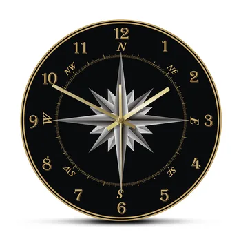 Mariner Busola Ceas de Perete Compass Rose Nautice Decor Acasă Windrose Navigare Rotund Tăcut Cuprins Ceas de Perete Marinar Cadou