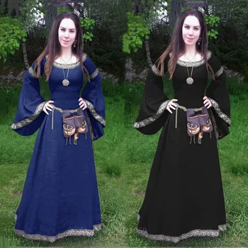 Medieval Gotic Solidă Rochie Lunga Halloween Femei Victorian, Renaissance Costume pentru Petrecere, Rochii de Evul mediu Rochii Elegante