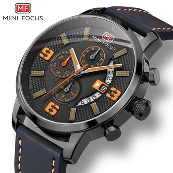 MINI FOCUS Sport Barbati Ceas de Lux Casual Cronograf Ceasuri Cuarț Bărbați Ceas de mână din Piele Brand de Top de Lux Militare
