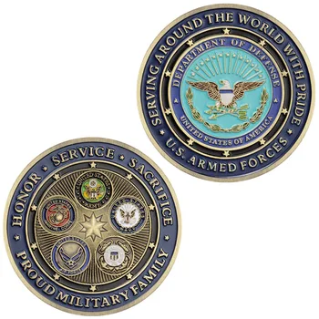 NE Forțelor Armate Suvenir Care Deservesc Întreaga Lume cu Mândrie Colecția de Artă Comemorative American Mândru Placat cu Aur de Monede