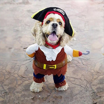 New Sosire Amuzant animale de Companie Haine Cosplay Pirat Câine Pisică Petrecere de Halloween Drăguț Costum de Haine Confort pentru Small Medium Dog Dress