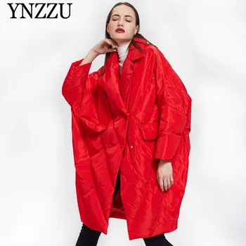 Noi de Iarna Roșie Femei Supradimensionat în jos jacheta cald Gros Rândul său, în jos guler Lung jos haina Vrac Moda jachete de iarnă YNZZU YO974