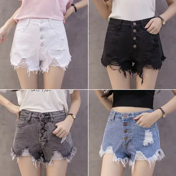 Noi high-waisted denim pantaloni scurți plus-size versiunea coreeană a pierde largi picior pantaloni scurti pentru femei în timpul verii
