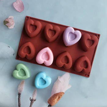 Nou 8 Cavitatea Inima Gogoașă Silicon Tort Mucegai Cookie-uri 3D DIY Manual Bucătărie Reutilizarea Copt Instrumente de Decorare Mousse de a Face Mucegai
