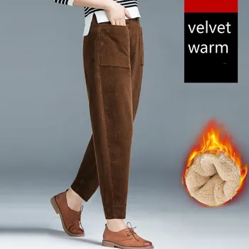 Pantaloni femei 2021 Toamna Iarna Înaltă Talie Pantaloni de Catifea Cald Gros de Catifea Pantaloni Harem Solid Casual pantaloni de Trening pentru Femei