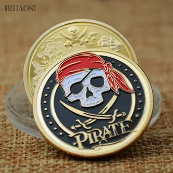 Pirat monedă 32mm PLACAT cu AUR cu EMAIL Paris turnul nostalgic medalie comemorativă rusă veche colecție de monede schelet monedă ține