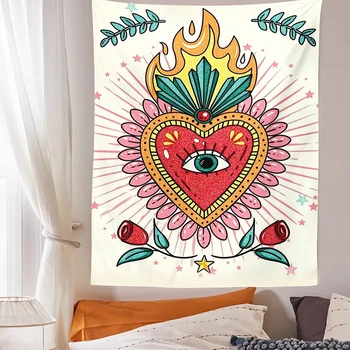 psihedelice Florale Inima Tapiserie de Perete de Epocă pătură tapiserie dormitor Decor Acasă Boho Decor Vrăjitorie Cameră INS Decor Acasă
