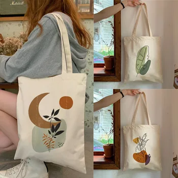 Retro Boho Plante Estetice Canvas Tote Bag Lady Geantă De Mână Harajuku Ulzzang De Moda Saci De Umăr De Mare Capacitate Carte De Student Sac