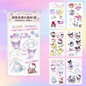 Sanrio Cinnamoroll Kuromi Mea Melodie Anime Creative Washi Hârtie DIY Manual Autocolante 6 Autocolante Un Set de cărți poștale