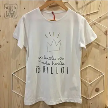 Slithice Moda Femei T shirt Personale Design Alb cu Maneci Scurte O-gât spaniolă Scrisoare de Imprimare Casual Femei Top T-shirt