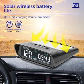 Solar Auto GPS HUD Head-Up Display Digital Ceas Vitezometru Peste-Viteza de Alarmă Oboseala de Conducere Alertă Altitudine Kilometraj de Afișare