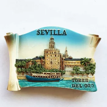 Spania Sevilla Turnul De Aur Stereo Peisajul Turismului Suvenir Magnet Magnet De Frigider