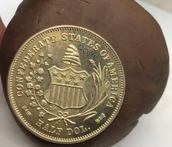 Statele Confederate ale Americii Model 1861 Jumătate 1/2 Dolar Libertatea de Alama Placat cu Argint Copia Fisei