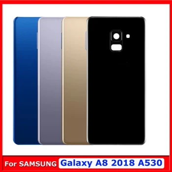 Sticlă de Locuințe Caz Cu Adeziv Pentru Samsung Galaxy A8 2018 A530 Ușa Bateriei Capacul din Spate Cu Camera Obiectiv Cadru coajă de Protecție