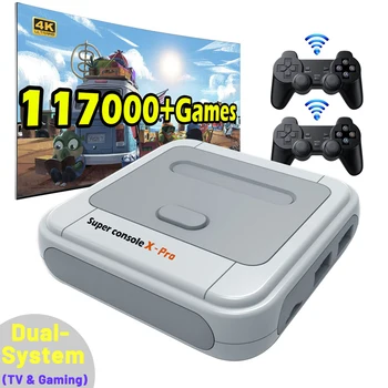 Super Consola X Pro Retro Console de jocuri Video, TV Box Până la 117.000 de+ Jocuri Pentru PSP/PS1/N64/DC Emulatoare Cu Controlere Wireless