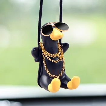 Super Cool Black Duck Masina Pandantiv Decorare Ochelari De Soare Moda Colier Leagăn Rață Anime Accesorii Auto Interior Ornament