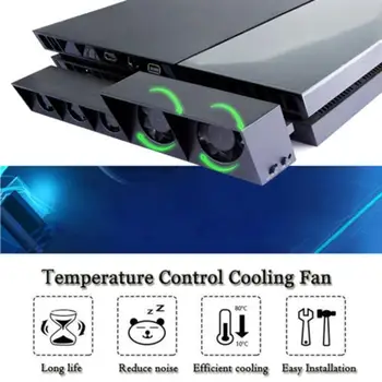TP4-005 USB Ventilator de Răcire Inteligent Turbo de Control al Temperaturii Negru Cooler 5-Ventilator pentru Playstation 4 pentru PS4 Radiații Fan Durabil Fan