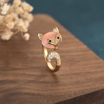 Vulpe mic de Mână Bijuterii Creative Design Încrustat Opal Inel de Lumina de Moda de Lux Noua Deschidere Reglabil Inele pentru Femei Fete Cadouri