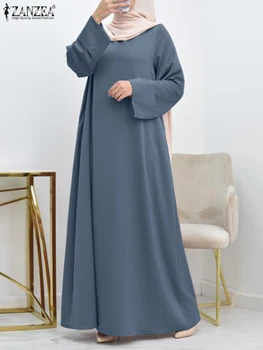 ZANZEA Femei de Moda Rochie Musulman Dubai Turcia Abaya Hijab Sundress jilbab-ul Islamic Toamna Îmbrăcăminte Solidă de Partid Vestidos Caftan